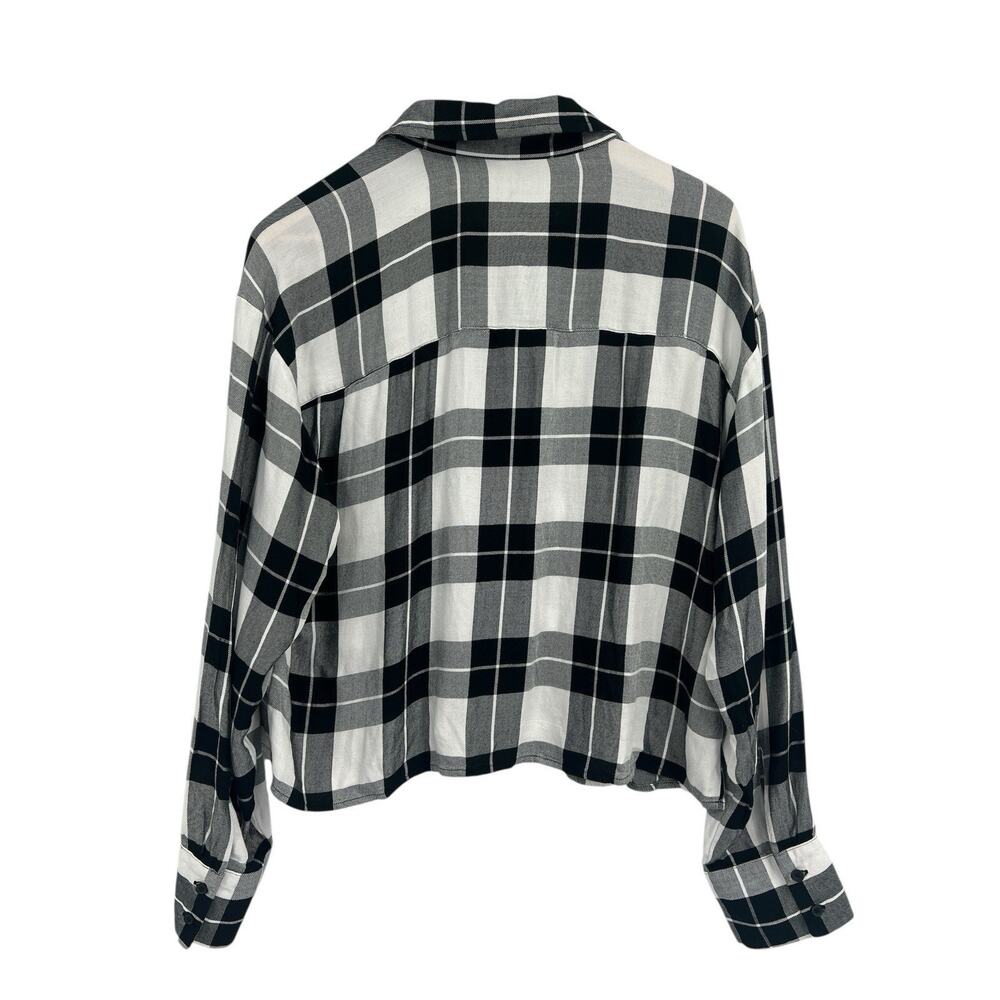 Express Boyfriend Portofino Flannel Crop Button Down Shirt Medium NWT - Picture 2 of 4